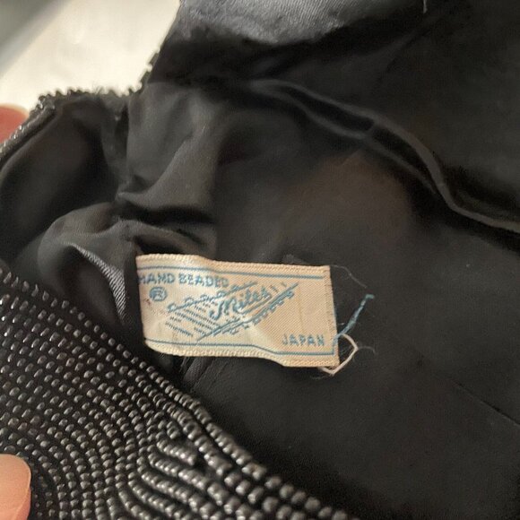 Vintage Beaded Black Evening Purse Handbag Wallet Hand Made in Japan - Picture 4 of 4